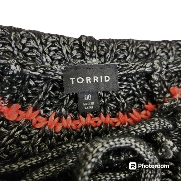 Torrid Sweater Women's sz 00 - Med/Lg 10 Chunky Pullover Striped Raglan Sweater - Picture 4 of 8